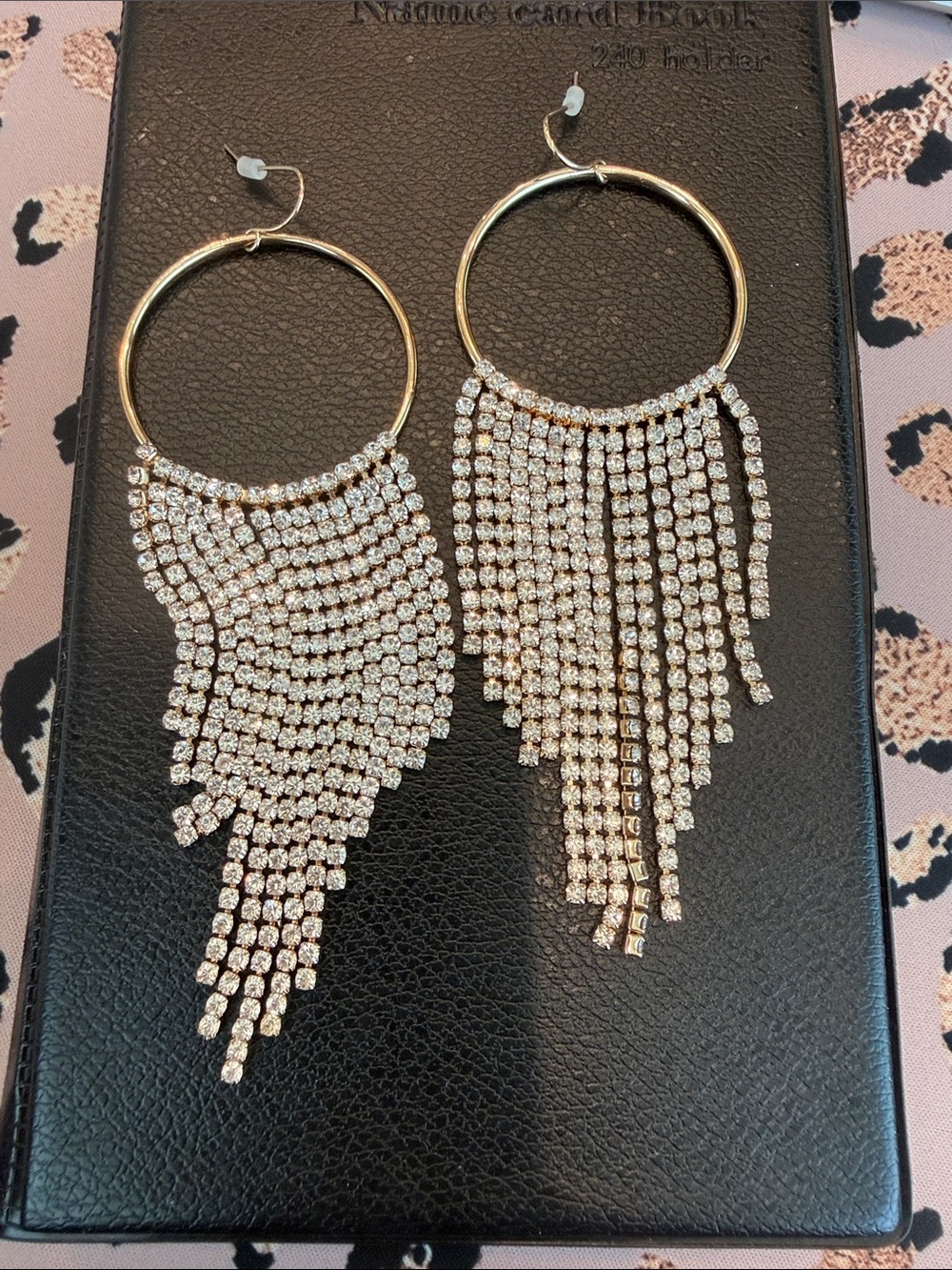 Gold-Tone Rhinestone Fringe Hoop Earrings - Women Jewelry